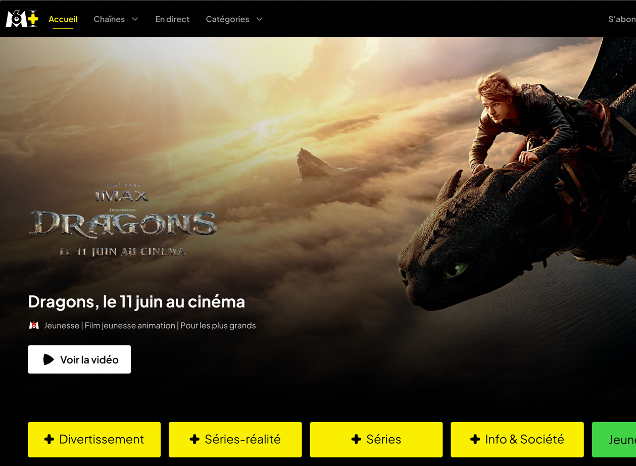 Screeenshot of the m6.fr website